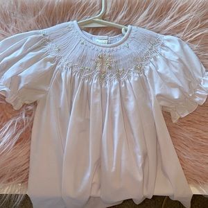 White smocked cross dresss